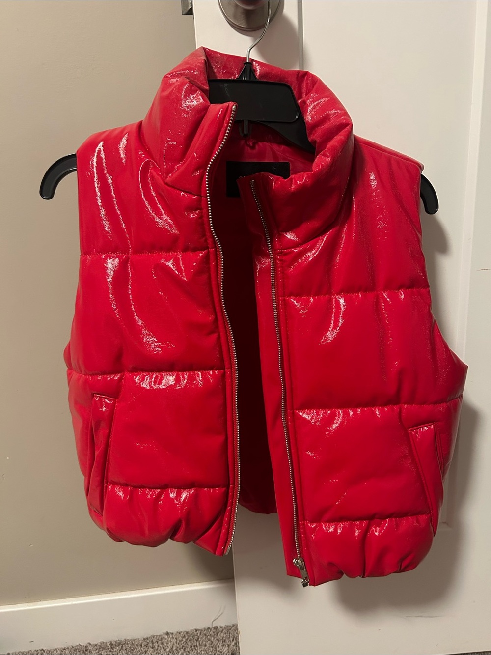 Ambiance Shiny Red Quilted Puffer Vest